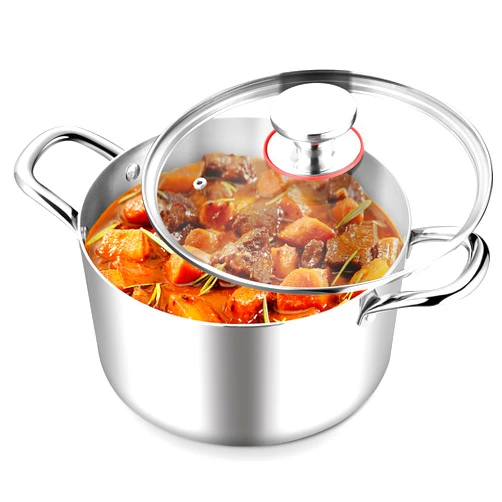 TeamFar 8 Quart Stock Pot, Stainless Steel Tri-ply Stockpot Pasta Cooking Pot with Glass Lid, for Induction Electric Gas Ceramic Stoves, Toxic Free & Heavy Duty, Double Handles & Dishwasher Safe