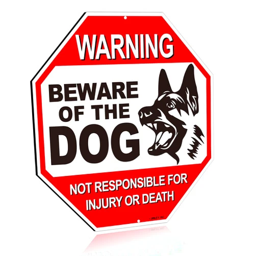 Anley Beware of The Dog Aluminum Warning Sign, No Responsible for Injury Or Death Warning Dog Sign - UV Protected and Weatherproof - 12