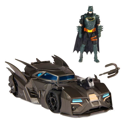 DC Comics, Crusader Batmobile Playset with Exclusive 4-inch Batman Figure, 3 Super-Villain Paper Figures, Kids Toys for Boys and Girls Ages 4+