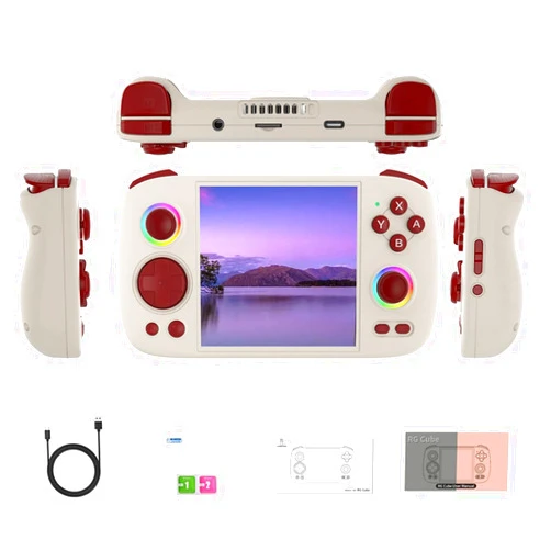 Actualia RG Cube Handheld Game Console with RGB Lighting Effect, 8+128G Android Unisoc T820 Processor 3.95 Inch IPS Screen Arcade Gaming Support Bluetooth WiFi (No Games)