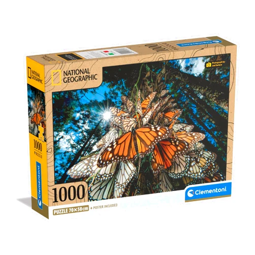 Clementoni 39732 National Geographic-Monarch Butterflies 1000 Pieces, Jigsaw Adults, Puzzle Animals-Made in Italy