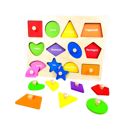 QYNuLi Montessori Toy Multiple Color Baby Puzzle with Board Knob Preschool Wooden Puzzles Wooden Shape Peg Puzzles Geometric Shape Puzzle for Infant Toddlers 1-3