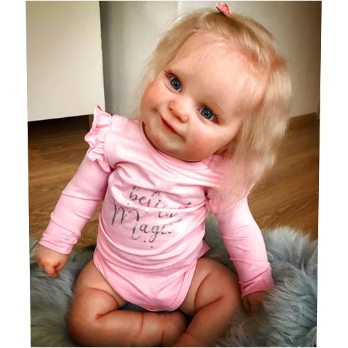 Zero Pam Real Looking Newborn Baby Dolls Girl,20 inch Lifelike Smiling Baby Reborn Dolls with Weighted Cloth Body Realistic Veins Vinyl Cute Infant Silicone Babies Birthday Gift for Kids 3+