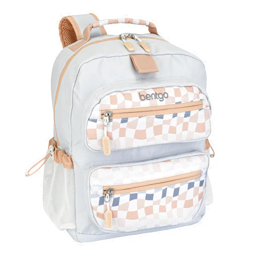 Bentgo Kids Backpack (Whimsy & Wonder Collection) - Lightweight 14’’ for School, Travel & Daycare - Ideal for Kids 4+, Durable & Water-Resistant, Roomy Interior, Loop for Lunch Bag (Checker Gradient)