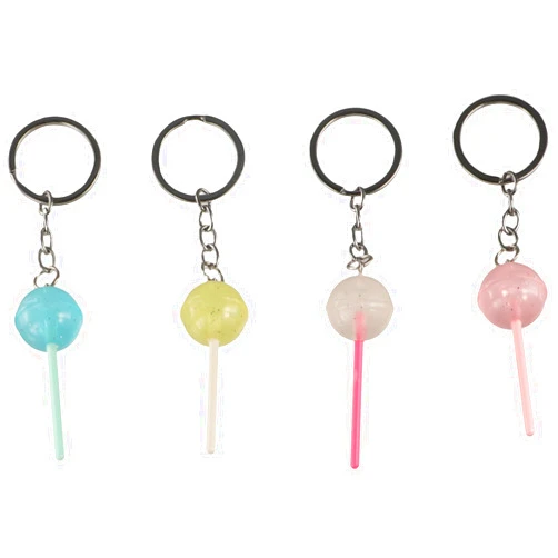 GUEDKIKL 4Pcs Simulation Lollipop Keychain, Luminous Candy Pendant Key Chains Lollipop Shaped Key Rings Ornament Jewelry for Handbag Phones Car Keys Bags