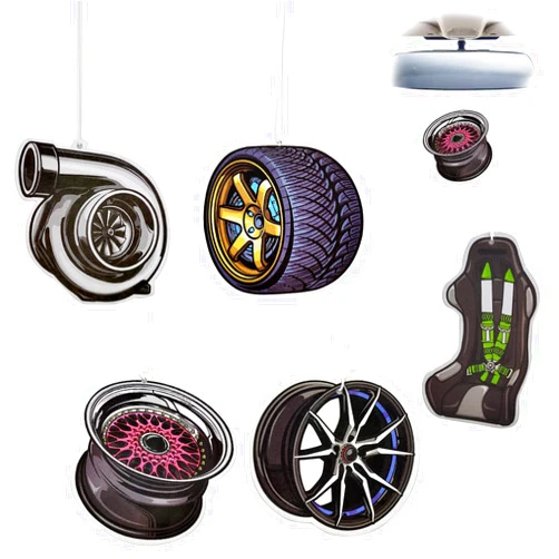 TEMI 5Pcs Car Air Freshener Incense Chips Scented Ornament Car Auto Parts Turbo Brake Hub Fragrance Hanging Slice, Car Diffuser Ornament Essential Pendant Gift for Car Interior Accessories Home Decor