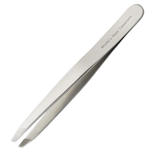Regine Switzerland World's Best Tweezers Diamond Tip Tweezer - Diamond Coated Slant Tip Precision Eyebrow Tweezer, Facial & Ingrown Hair Remover - Perfectly Aligned - Grabs Hair From The Root - Stainless Steel