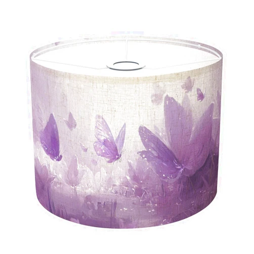 DERUINVAIO Purple Lampshades Floral Lamp Shades Boho 1 Pack Ethereal Butterfly Dewy Lily Landscape Print Pastel Hues Light Shade for Table Lamps Floor Lamps Drum Lamp Shades Lampshade Replacement