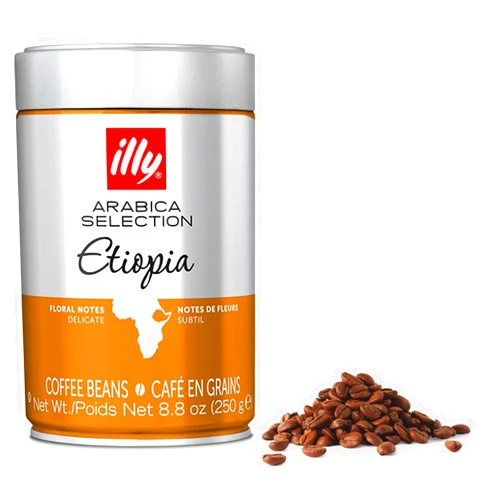 Illy Arabica Selections Ethiopia Whole Bean Coffee, 100% Arabica Bean Single Origin Coffee, Light Roast With Notes Of Jasmine, All-Natural, No Preservatives, 8.8 Ounce Can (Pack Of 1)