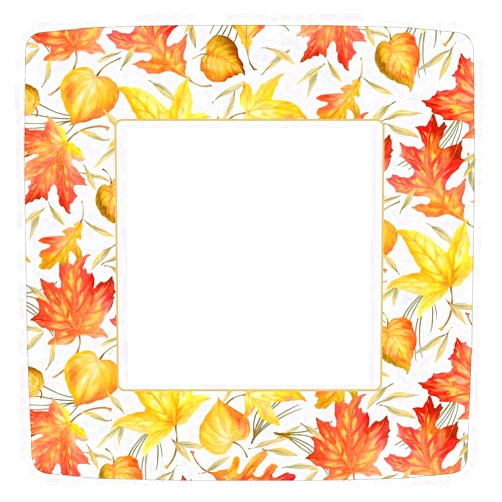Caspari Woodland Leaves Square Paper Dinner Plates in Ivory - 8 Per Package