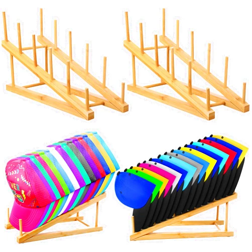 Cinnvoice 4 Pieces Bamboo Hat Stand for Baseball Caps Display Hat Holder Organizer Bamboo Hat Rack to up to 60 Caps Hat Holder for Bedroom Closet Dresser