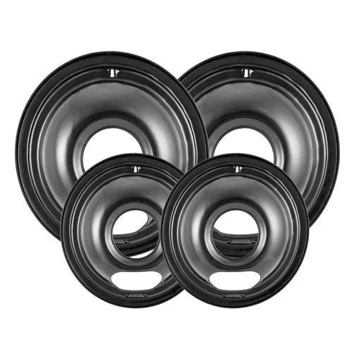 COZZIVITA 4 Pack Black Cooktop Drip Pans, Compatible with GE Hotpoint Stove. Include 2 Pcs 6'' Range Replacement Drip Pans and 2 Pcs 8 '' Burner Drip Pans for Electric Stove Top