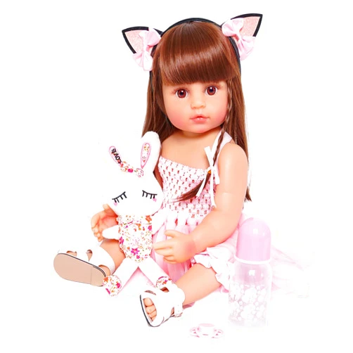MNMJ Lifelike Reborn Baby Dolls - 22-inch Soft Body Realistic Newborn Baby Dolls Silicone Full Body Real Life Baby Dolls with Feeding Kit Toys Accessories for Ages 3+ Year Old Girls or Collection