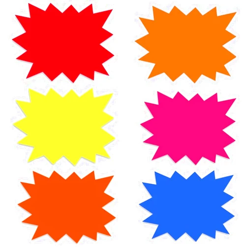 Maigitur 60 Pieces Paper 7 x 5.5 Inches Starburst Signs Star Burst Signs for Retail 6 Assorted Bright Color Display Tags to Boost Sales,Garage Sale Supplies Sign,Yard Sale Supplies for Sale Sign