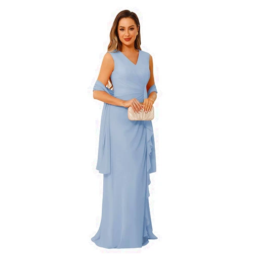 Mikethon Mother of The Bride Dresses for Wedding Plus Size V Neck Chiffon Mother of The Groom Dresses MO026Q