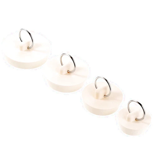 Hestya 4 Pieces Rubber Drain Stopper Set Bathtub Sink Stopper Drain Plug with Hanging Ring for Bathtub, Kitchen and Bathroom(1-1/8, 1-3/8,1-5/8, 1-7/8'',White)
