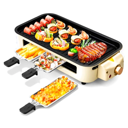 Pukomc Electric Indoor Grill,2 in 1 Indoor Grills for Kitchen with Grill Net & Non-Stick Cooking Removable Plate, Temperature Control, Dishwasher Safe, 1500W Smokeless Grill