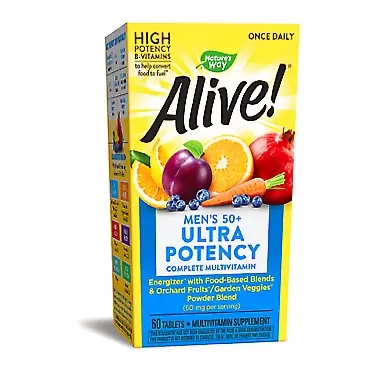 Nature's Way Nature’s Way Alive! Men’s 50+ Ultra Potency Complete Multivitamin, High Potency B-Vitamins, 60 Tablets