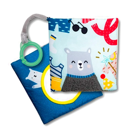 Taf Toys What Does Paul Wear Book, Interactive Soft Pages Sensory Book, Early Education Crinkle Activity Book with Textures and Baby Safe Mirror, On-The-Go Parent and Baby’s Travel Companion