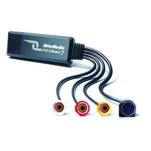 AVerMedia EZMaker 7, USB Video Capture Card , Analog to Digital Recorder, RCA Composite, VHS to DVD, S-Video, Support Windows 11, Mac 10.11/10.12 (C039), Black,3.2 x 1.1 x 0.5 in (82 x 28.5 x 14 mm)