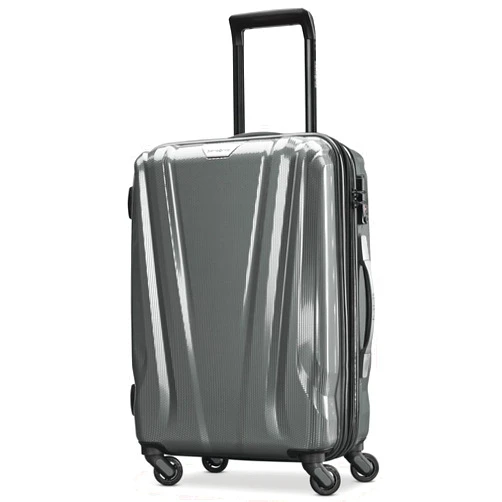 Samsonite SWERV DLX Spinner 4-Wheel 21 Inch Hard Side Travel Suitcase with Side Carry Handle, Telescopic Handle, and TSA Lock, Silver Silver 21 Inch