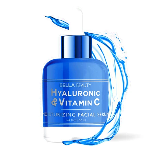 Bella Beauty Hyaluronic Acid & Vitamin C Moisturizing Facial Serum - Hydrating, Reduces Wrinkles & Fine Lines, Boosts Collagen - Dermatologist Tested, Korean Skin Care for All Skin Types - 1.69 Fl. Oz