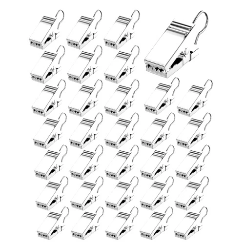 BOWNDY 32 pcs Curtain Clips with Hook for Curtain, Photos, Home Decoration Outdoor Christmas Party Wire Holder