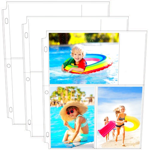 MaxGear 30 Pack 4 x 6 Photo Sleeves for 3 Ring Binder, Heavy-Duty Archival Photo Page Protectors Holds 180 Pictures, 3-Pocket Clear Picture Album Refill Pages