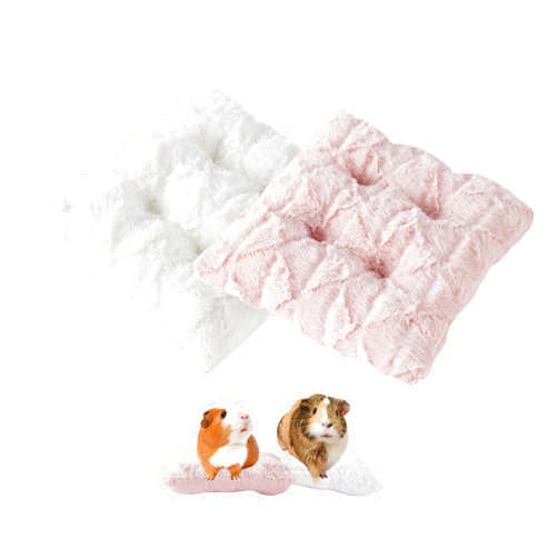 Meow&Woof 2 Pack Washable Guinea Pig Bedding Mats - Soft Fleece Pad for Bunny, Rat, Hedgehog, and Chinchilla - Reusable Hasmter Bed and Accessories for Small Animal， 9.8' x 9.8' Pink and White