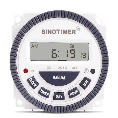 SINOTIMER TM619 Timer Switch Digital LCD Power Timer Switch Weekly Programmable Thinner Model 16A 1NO+1NC(TM619-4 12V)