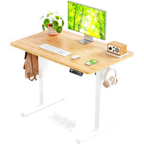 ErGear Standing Desk with One-Piece Bamboo Desktop, Adjustable Stand Up Desk for Home & Office, Electric Computer Desk Workstation, 40x24 inch, Bamboo, EGESD63RB