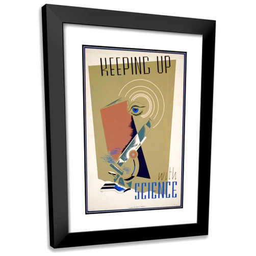 ArtDirect Shari Weisberg 13x18 Black Modern Frame and Double Matted Museum Art Print Titled - Keeping Up with Science (1936-1939)