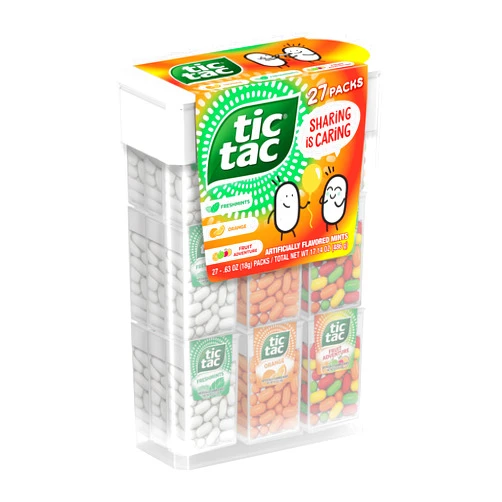 Tic Tac Mega Box, 27 Count, Variety Mints, Freshmint, Orange And Fruit Adventure, On-the-Go Refreshment, Stocking Stuffers, 17.14 oz