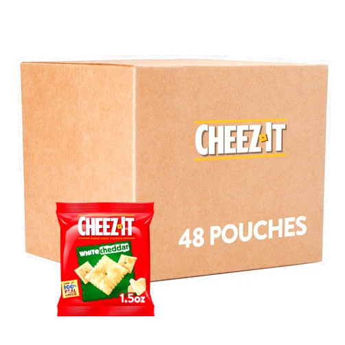 Cheez-It Cheese Crackers, Baked Snack Crackers, Lunch Snacks, White Cheddar (48 Pouches)​
