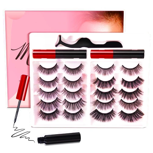 YUNINFANG Magnetic Eyelashes with Magnetic Eyeliner Kit, Reusable Magnetic Lashes, 3D Natural Look False Eyelashes with Eyeliner and Tweezers