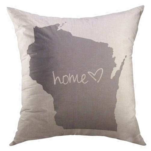 Mugod Decorative Throw Pillow Cover for Couch Sofa,Home <3 Wisconsin Home Decor Pillow Case 18x18 Inch