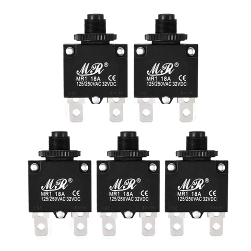 uxcell 5Pcs Thermal Overload Protector AC 125/250V 18A Push Button Reset Circuit Breaker