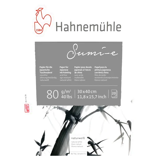 Hahnemühle Sumi-e 80 g/m², Asian painting techniques block, size 30x40 cm, 20 fls