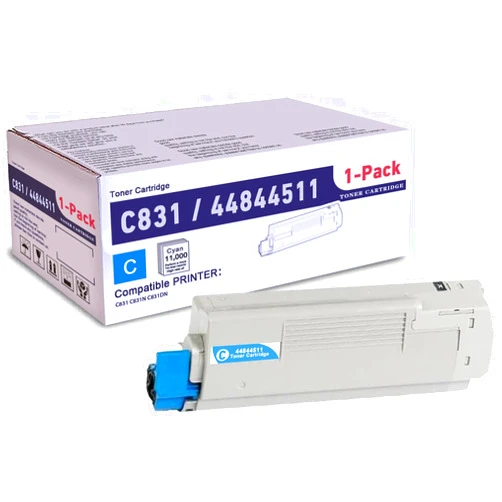 SLIKIA 1 Pack Cyan 44844511 Compatible C831 Toner Cartridge, Replacement for OKI C831 (44844511) - Compatible with: C831 C831N C831DN Printer | Up to 11,000 Pages 1 Each