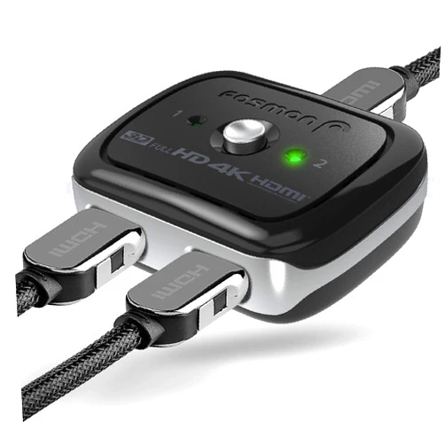 Fosmon 4K HDMI Switch 2 in 1 Out 4K@60Hz, 2-Port Bi-Directional HDMI 2.0 Switcher Splitter Hub UHD 3D HD 1080p HDCP, for HDTV, PS5/4, Xbox, Apple TV