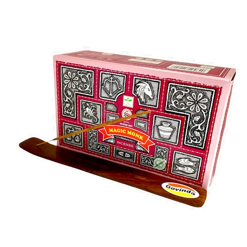 Govinda Incense Stick Holder Bundle with Satya Bangalore (BNG) Super Hit Magic Monk Incense Sticks - 12 Boxes x 15 Grams