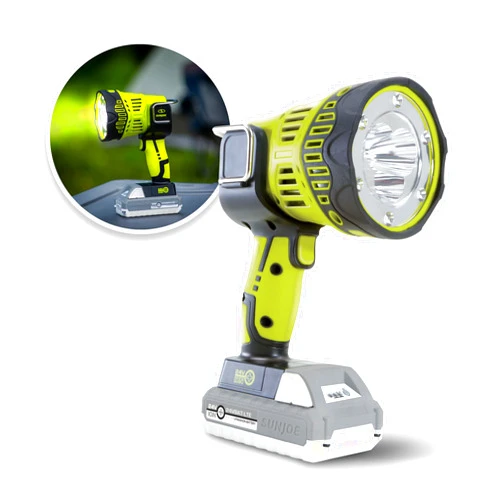 Sun Joe 24V-1500FL-LTE-P1 24V IONMAX Cordless 1500-Max Lumen LED Handheld Flashlight/Spotlight/Floodlight, 700-Yard Illumination, 90-Degree Pivot Head, Belt Hook, w/ 2.0-Ah Battery and Charger