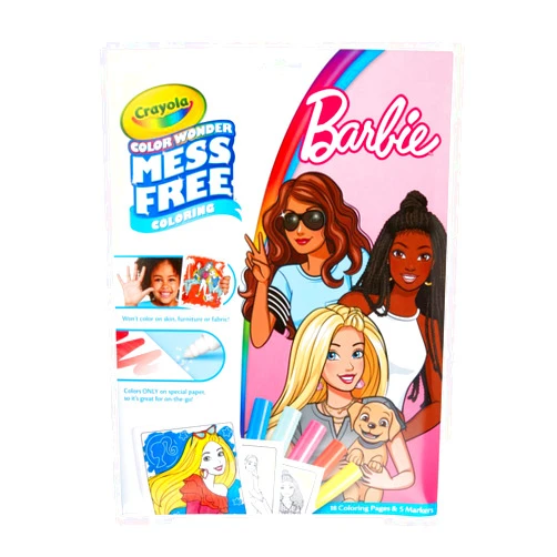 Crayola Color Wonder, Barbie Coloring Book Pages & Markers, Mess Free Coloring Kit, Barbie Gift for Kids, Ages 3, 4, 5, 6