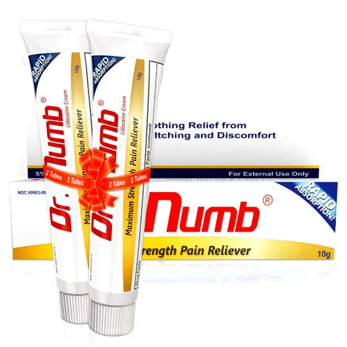 Dr. Numb 5% Lidocaine Numbing Cream 10g 2 Pack - Maximum Strength Tattoo Numbing Cream - Nonprescription Topical Anesthetic Pain Relief Cream for Tattooing, Piercing, Microneedling, Hemorrhoid