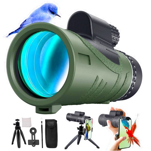 ZaYbbkee 2024 New HD High Powered Monocular with Smartphone Adapter and Tripod,Monocular Telescope for Adults,Monoculars for Bird Watching