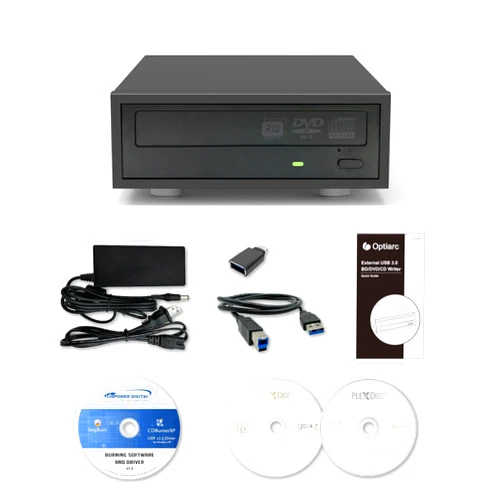 Optiarc 24X External DVD CD Burner Reader Optical Drive with M-DISC Support Free Burning Software and Sample Discs