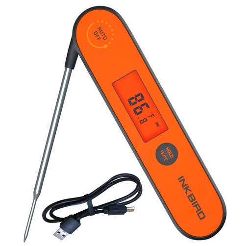 Inkbird Instant Read Meat Thermometer IHT-1P, Digital Waterproof Rechargeable Food Thermometer with Calibration, Magnet, Backlight for Cooking, Grill, Smoker, Kitchen, Turkey