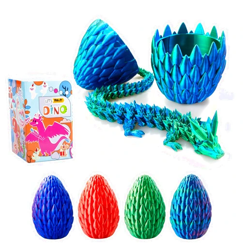 Usoway 3D Printed Dragon, 15Inch Articulated Dragon with Egg, Adults Dragon Fidget Toy, 3D Printed Crystal Dragon for Home Office Car Desk Decor Toys, Gift Given on Birthday (Blue Green, TY-001