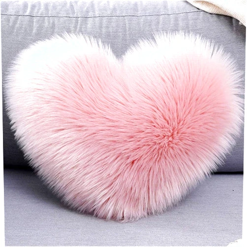Generic Shirune Heart Cushions Fluffy Pillow Washable Heart Shaped Soft Decorative Cushion Pads for Living Room Sofa Bedroom 【Pillow + Cushion Cover】 (Pink)