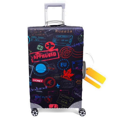OrgaWise Luggage Covers for Suitcase - Fashionable Protector, Elastic Washable & Stretchable Suitcase covers for luggage, Anti-scratch - Fits 18-32 Inch Luggage（World S）